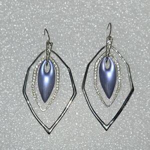 Alexis Bittar Silver and Purple Lucite Drop Earrings